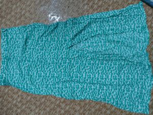 Teal &amp; White Printed Trousers