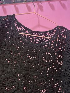 Chic Black Crochet Top fits s and xs