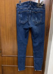 Zara Basic Blue Ripped Denim Jeans