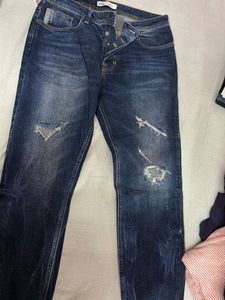 ZARA Distressed Blue Denim Jeans