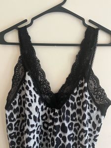 Leopard Print Lace Trim Cami Top
