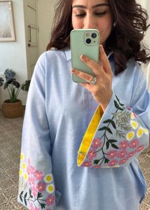 Light Blue Embroidered Co-ord Set