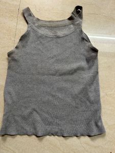 Grey Ribbed Tank Top