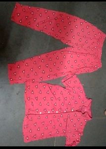 Pink Pyjama Set with Triangle Print