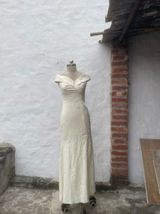 Elegant Off-Shoulder Cream Gown