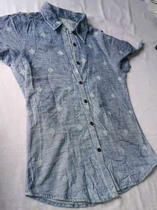 Blue Denim Style Short Sleeve Shirt