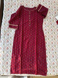 Maroon Silk Blend Ethnic Kurti