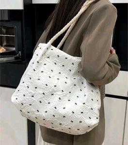 White Textured Handbag