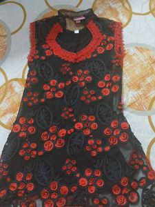Designer Black &amp; Red Kurta Set
