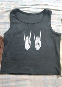 Graphic Print Crop Tops Set