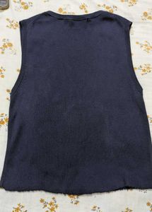Navy Ribbed Sleeveless Top
