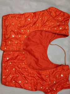 Orange Mirror Work Blouse
