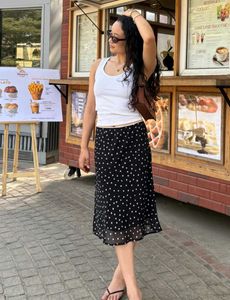 Chic Polka Dot Midi Skirt