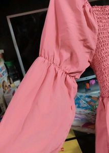 Pink Smocked Tiered Dress
