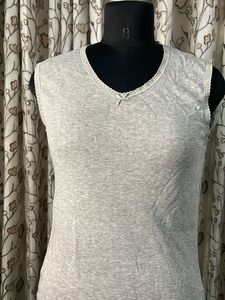 Sleeveless V-Neck Grey Top