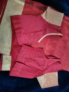 Elegant Red Saree with Gold Border