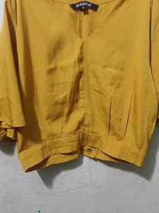 Mustard Yellow V-Neck Cropped Top