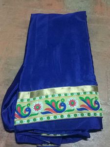 Royal Blue Saree with Peacock Border
