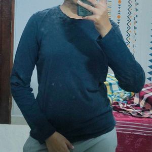 Dark Blue/Black Mock Neck Long Sleeve T-shirt
