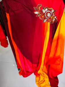 Vibrant Ombre Maxi Dress with Embellishment