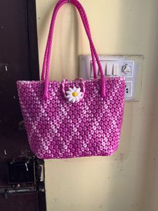 Handmade Pink &amp; White Tote Bag