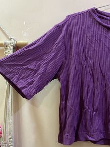 purple striped top