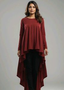 Elegant Maroon High-Low Tunic Top