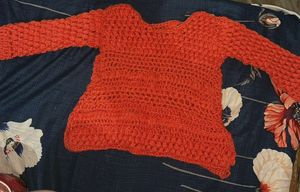 Crochet Knit Sweater - Orange