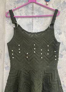 Chic Chevron Knit Top with Pearls