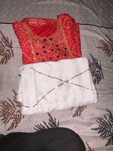 Beautiful Red Kurta with White Palazzo