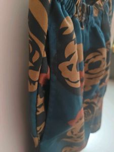 Cored set Teal Floral Print Kurta with pant ,no us