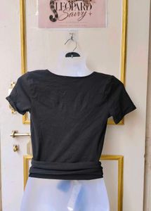 Chic Black Wrap Crop Top