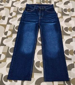 Wide Leg Blue Denim Jeans for Unisex