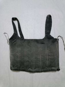 ZARA Corset Style Denim Crop Top