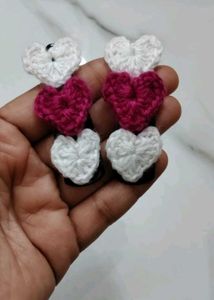 Handmade Crochet Heart Hair Clips Set