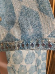 Light Blue Printed Cotton Kurta