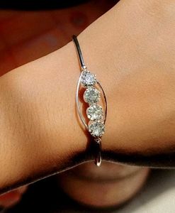 Exquisite Silver &amp; Diamond Adjustable Bracelet