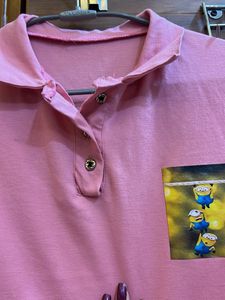 Coral Pink Collared T-Shirt
