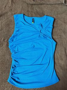 Vibrant Blue Ruched Sleeveless Top
