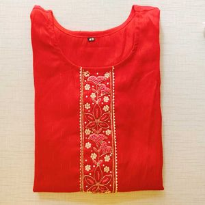 Neck Embroidery Work Kurti Set
