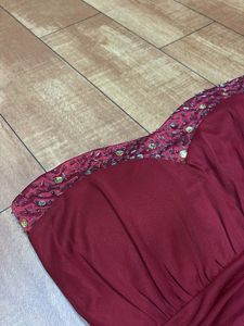 Elegant Strapless Burgundy Party Dress