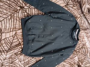 Black beaded sweatshirt