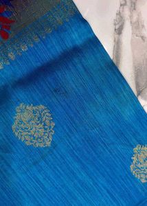 Elegant Blue Silk Saree with Gold Border