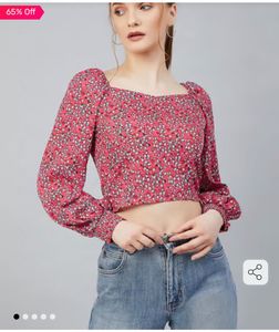 Charming Floral Print Puff Sleeve Top