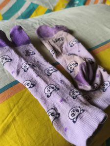 Cute Panda Toe Socks Purple Colour