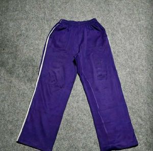 Purple Track Pants with White Stripes