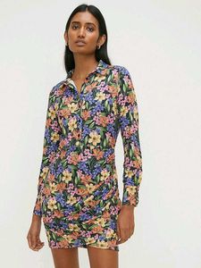 Oasis Slinky Floral Print Long Sleeve Mini