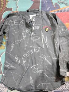 Abstract Print Button-Up Shirt