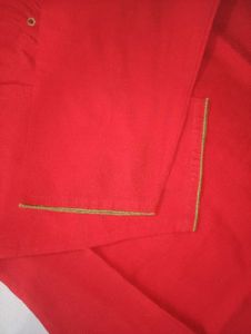 New Red Shoulder Embroidered Long Kurta