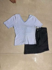 Striped V-Neck Cropped Top